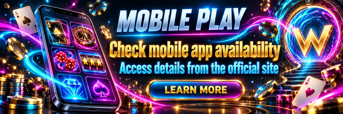 Smartphone displaying a dark neon casino interface beside the glowing WePlay88 W motif.